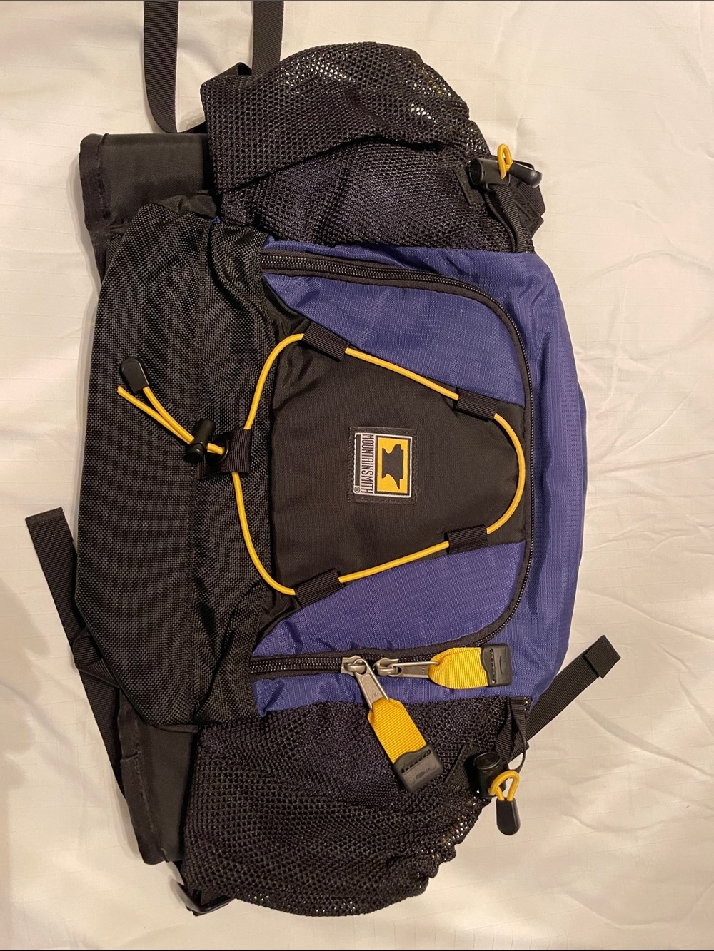 Mountainsmith Blue and Black Men's Hiking Backpack with Yellow Accents